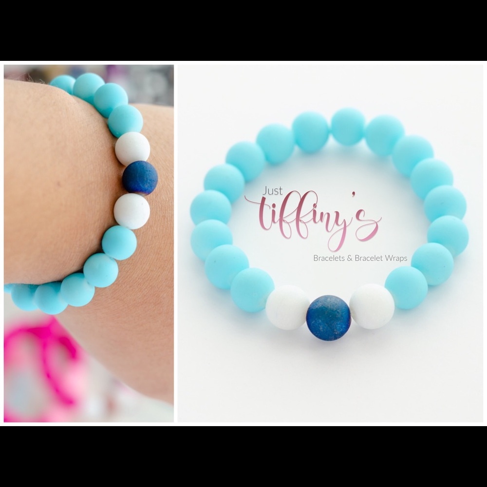 Light blue stone rubber beads